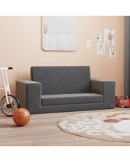 Canapé-lit pour enfants 2 places anthracite peluche douce | Mobilier & Déco