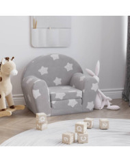 Canapé-lit pour enfants gris clair avec étoiles peluche douce | Mobilier & Déco