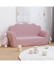 Canapé pour enfants 2 places rose peluche douce | Mobilier & Déco