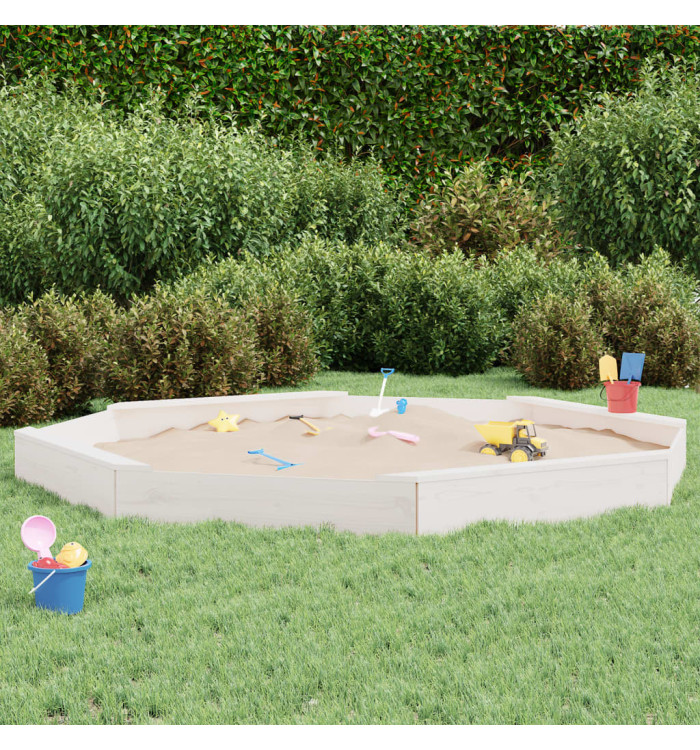 Bac à sable avec sièges blanc octogone bois de pin massif | Mobilier & Déco