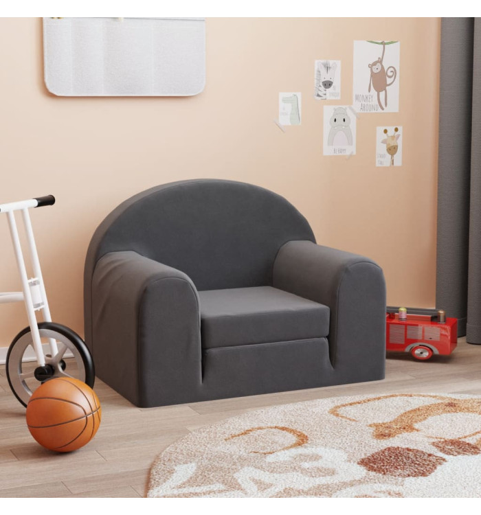 Canapé-lit pour enfants anthracite peluche douce | Mobilier & Déco