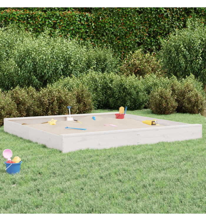 Bac à sable avec sièges blanc carré bois de pin massif | Mobilier & Déco