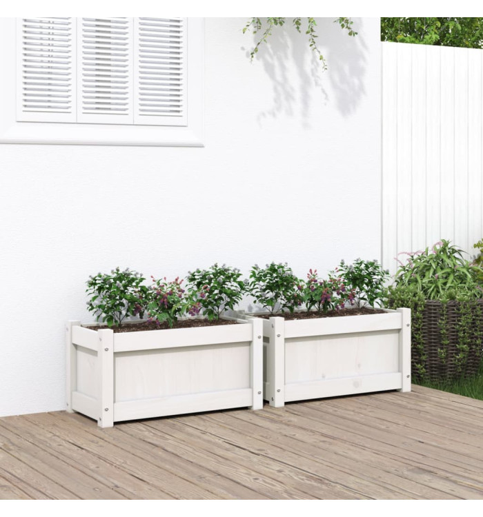 Jardinières 2 pcs blanc bois de pin massif | Mobilier & Déco