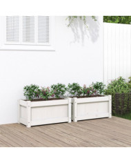 Jardinières 2 pcs blanc bois de pin massif | Mobilier & Déco