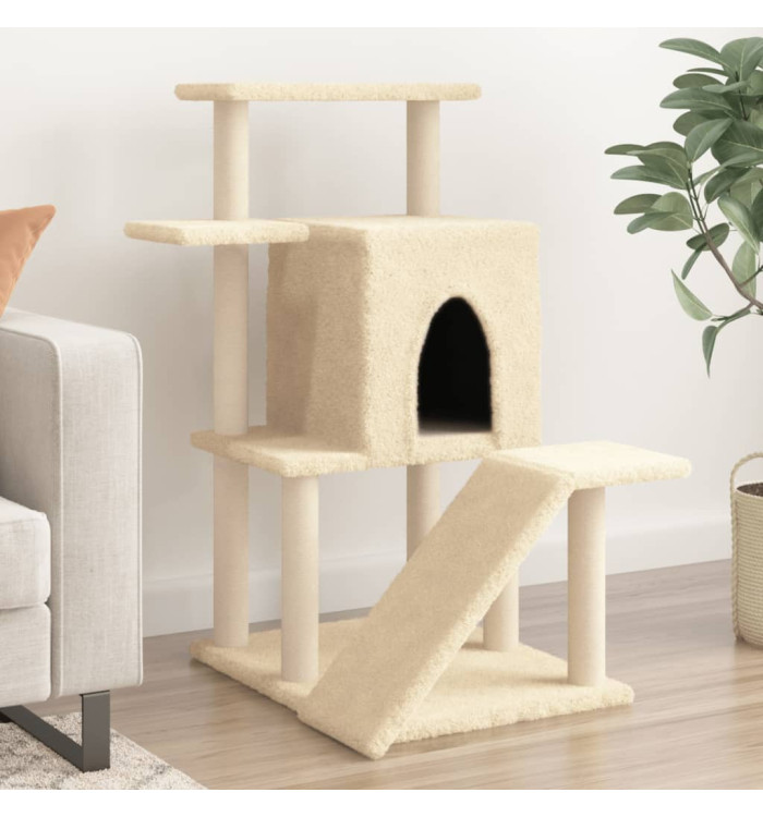 Arbre à chat avec griffoirs en sisal crème 97 cm | Mobilier & Déco