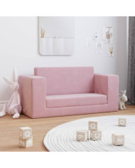Canapé-lit pour enfants 2 places rose peluche douce | Mobilier & Déco
