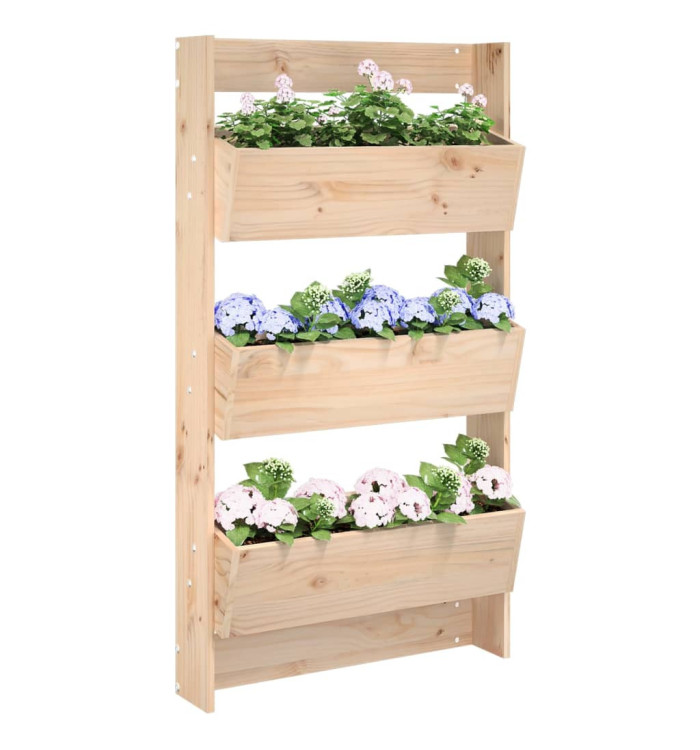 Jardinière murale 3 niveaux 60x18,5x110 cm bois de pin massif | Mobilier & Déco
