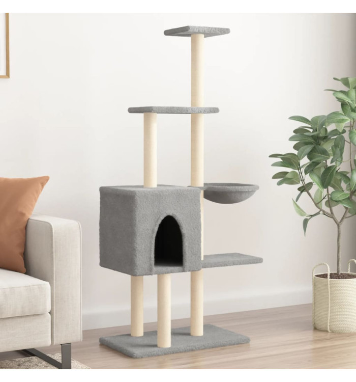Arbre à chat avec griffoirs en sisal Gris clair 145 cm | Mobilier & Déco