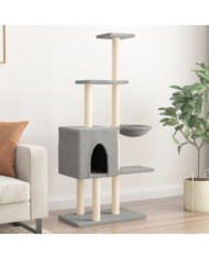 Arbre à chat avec griffoirs en sisal Gris clair 145 cm | Mobilier & Déco