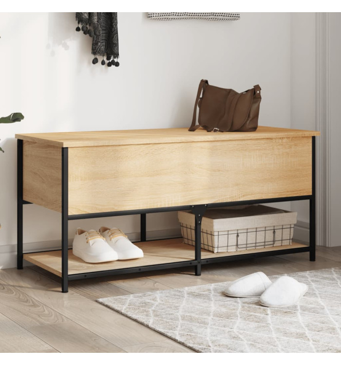Banc de rangement chêne sonoma 100x42,5x47 cm bois d'ingénierie | Mobilier & Déco