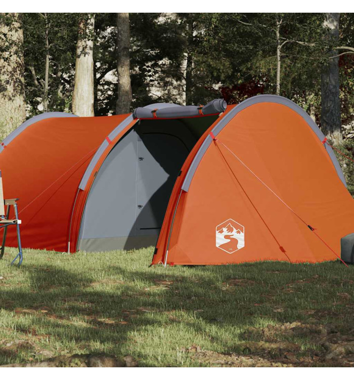 Tente de camping tunnel 4 personnes orange imperméable | Mobilier & Déco