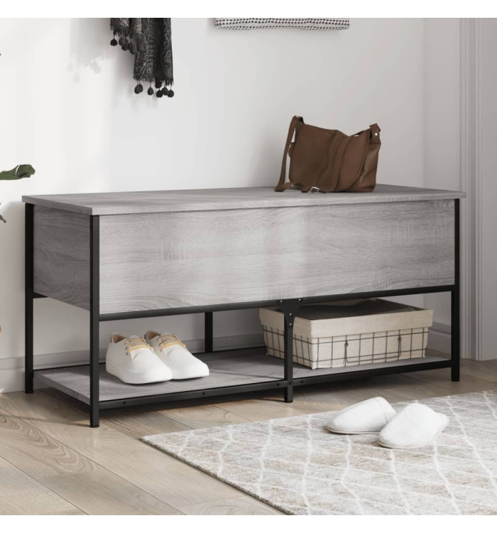 Banc de rangement sonoma gris 100x42,5x47 cm bois d'ingénierie | Mobilier & Déco