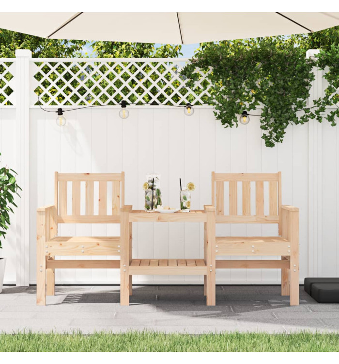 Banc de jardin avec table 2 places bois de pin massif | Mobilier & Déco