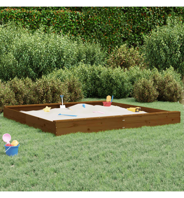 Bac à sable avec sièges marron miel carré bois de pin massif | Mobilier & Déco