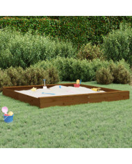 Bac à sable avec sièges marron miel carré bois de pin massif | Mobilier & Déco