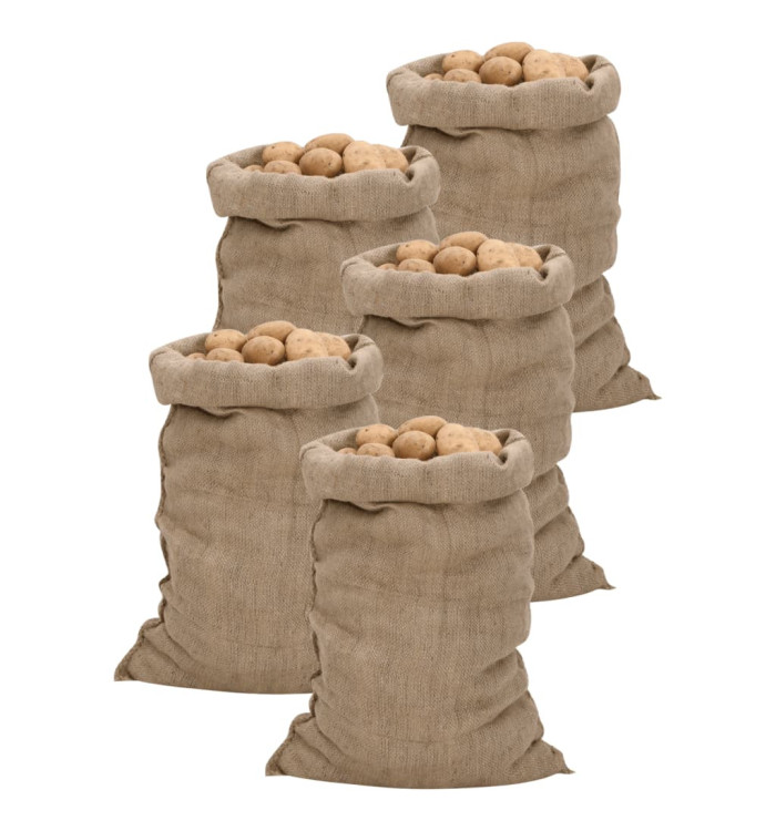 Sacs en jute 5 pcs 60x105 cm 100 % jute 340 g/m² | Mobilier & Déco
