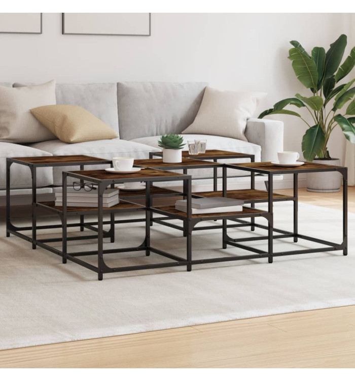 Table basse chêne fumé 121x121x40 cm bois d'ingénierie | Mobilier & Déco