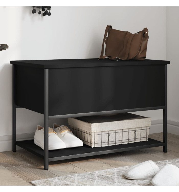 Banc de rangement noir 70x42,5x47 cm bois d'ingénierie | Mobilier & Déco