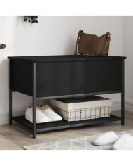 Banc de rangement noir 70x42,5x47 cm bois d'ingénierie | Mobilier & Déco