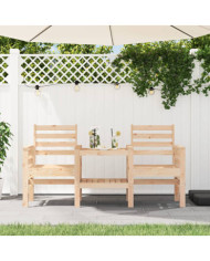 Banc de jardin avec table 2 places bois de pin massif | Mobilier & Déco