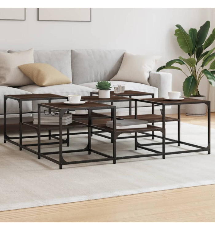 Table basse chêne marron 121x121x40 cm bois d'ingénierie | Mobilier & Déco