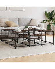 Table basse chêne marron 121x121x40 cm bois d'ingénierie | Mobilier & Déco