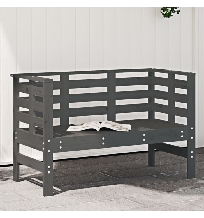 Banc de jardin gris 111,5x53x71 cm bois massif de pin | Mobilier & Déco