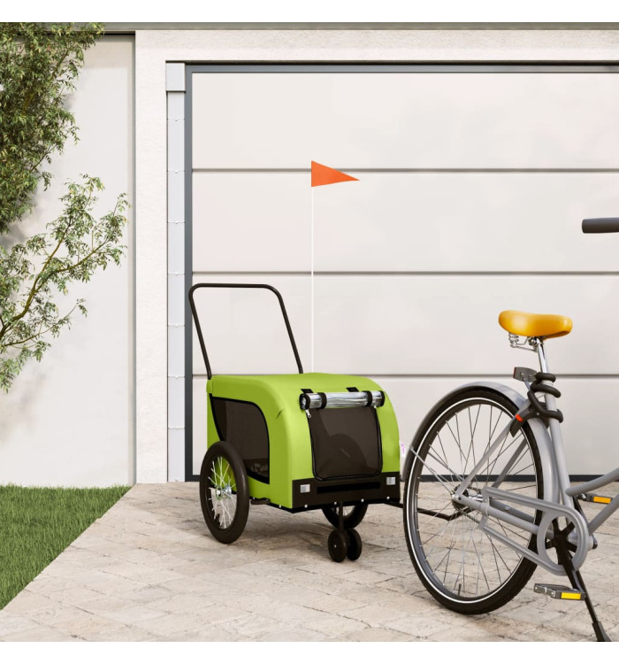 Remorque de vélo pour animaux de compagnie vert et noir | Mobilier & Déco