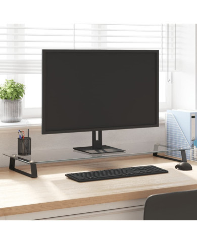 Support de moniteur noir 100x35x8 cm verre trempé et métal | Mobilier & Déco
