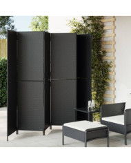 Cloison de séparation 6 panneaux noir résine tressée | Mobilier & Déco
