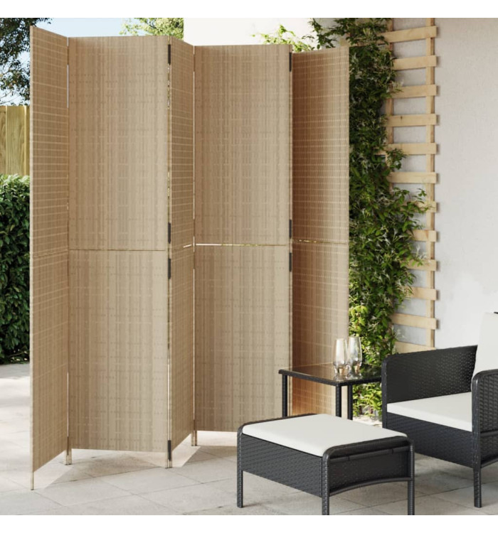 Cloison de séparation 6 panneaux beige résine tressée | Mobilier & Déco