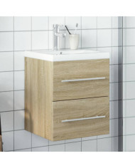 Armoire lavabo de salle de bain et bassin intégré chêne sonoma | Mobilier & Déco