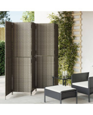 Cloison de séparation 5 panneaux gris résine tressée | Mobilier & Déco