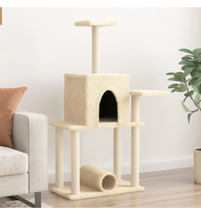 Arbre à chat avec griffoirs en sisal crème 122 cm | Mobilier & Déco