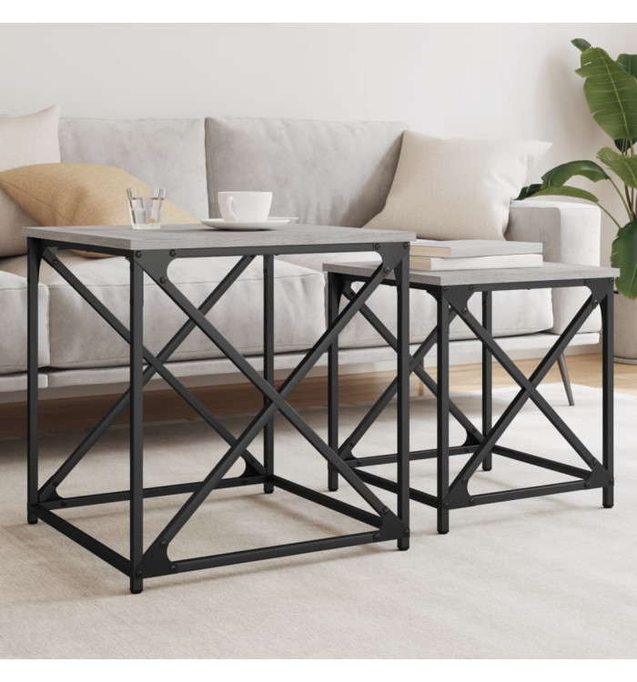 Tables basses gigognes 2 pcs sonoma gris bois d'ingénierie | Mobilier & Déco