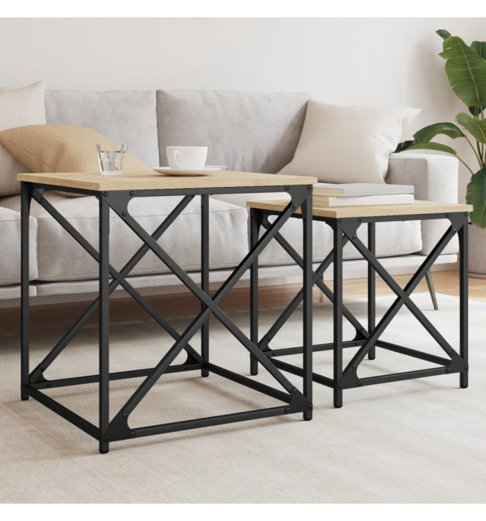 Tables basses gigognes 2 pcs chêne sonoma bois d'ingénierie | Mobilier & Déco