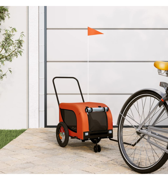 Remorque de vélo pour animaux de compagnie orange et noir | Mobilier & Déco