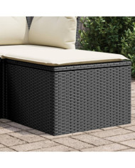 Tabouret de jardin avec coussin noir 55x55x37 cm résine tressée | Mobilier & Déco