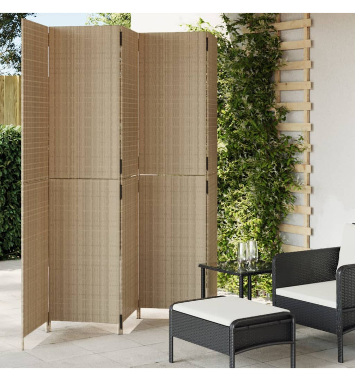 Cloison de séparation 5 panneaux beige résine tressée | Mobilier & Déco