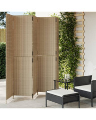 Cloison de séparation 5 panneaux beige résine tressée | Mobilier & Déco