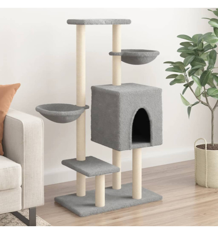 Arbre à chat avec griffoirs en sisal gris clair 117 cm | Mobilier & Déco