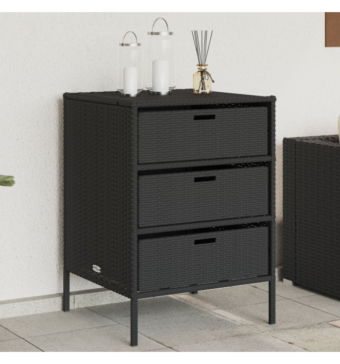 Armoire de rangement de jardin noir 55x59x80 cm résine tressée | Mobilier & Déco