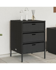 Armoire de rangement de jardin noir 55x59x80 cm résine tressée | Mobilier & Déco