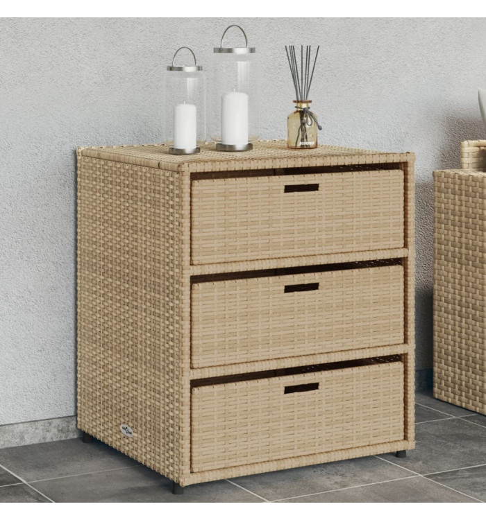 Armoire de rangement de jardin beige 55x59x69 cm résine tressée | Mobilier & Déco