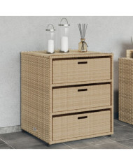 Armoire de rangement de jardin beige 55x59x69 cm résine tressée | Mobilier & Déco