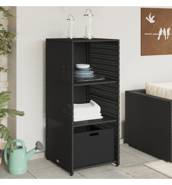 Armoire de rangement de jardin noir 50x55x115 cm résine tressée | Mobilier & Déco