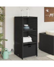 Armoire de rangement de jardin noir 50x55x115 cm résine tressée | Mobilier & Déco