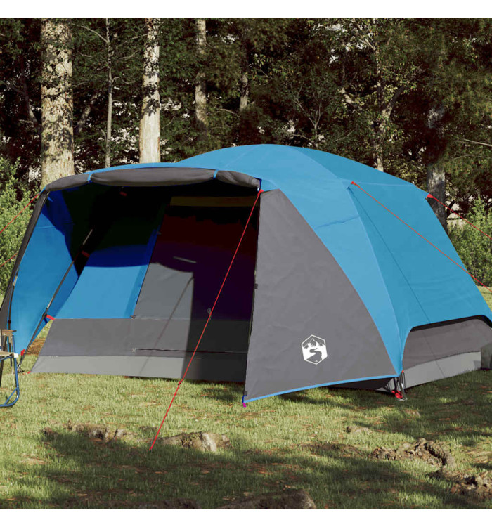Tente familiale avec porche 6 personnes bleu imperméable | Mobilier & Déco