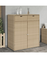 Armoire de rangement jardin beige 105x55x113 cm résine tressée | Mobilier & Déco