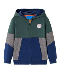 Sweatshirt à capuche avec fermeture éclair pour enfants vert foncé 116 | Mobilier & Déco